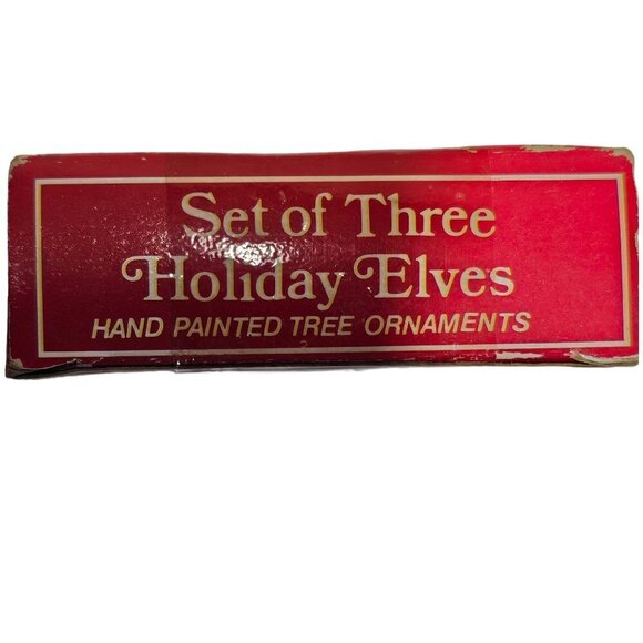 💥231 Emson Vintage Set of 3 Christmas Elf Dwarf Christmas Tree Ornaments - Picture 6 of 6